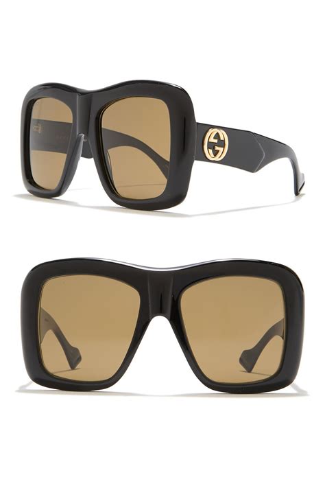 gucci havana sunglasses black|gucci 54mm oversized square sunglasses.